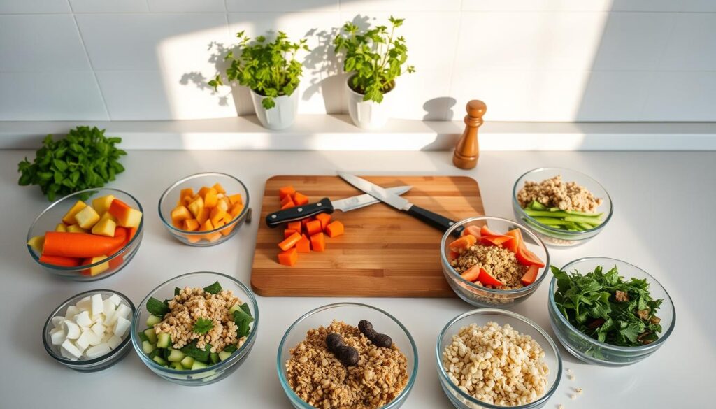 assembling vegetarian meals